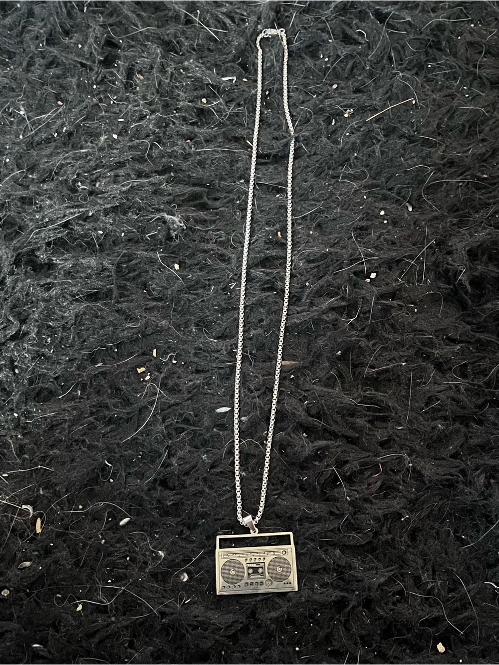 Silver Retro Cassette Tape Pendant Necklace - Brand Unspecified